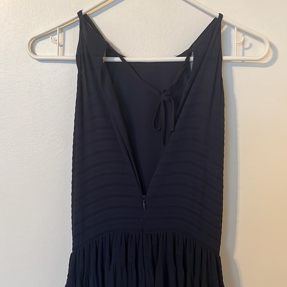 French Connection halter dress, split back, semi sheer sweep in navy blue Size 6 - Picture 10 of 11
